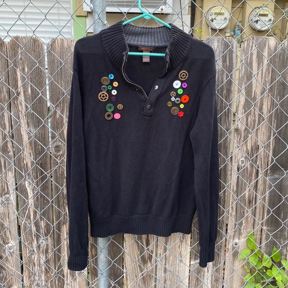 90s vintage sweater black with button detail - Picture 4 of 5